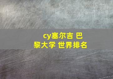 cy塞尔吉 巴黎大学 世界排名